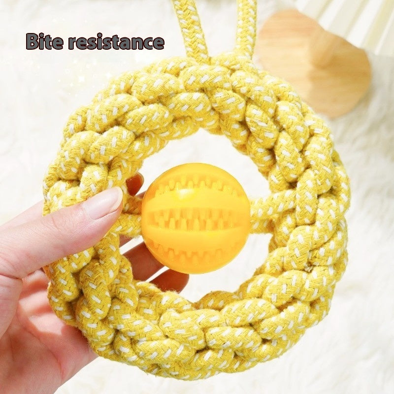 KFX-6811837 Durable Yellow Cotton Rope Toy for Pets, 27x14cm