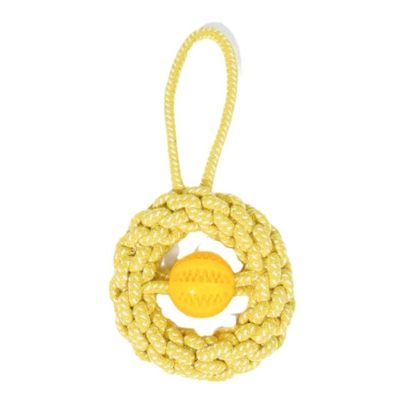 KFX-6811837 Durable Yellow Cotton Rope Toy for Pets, 27x14cm