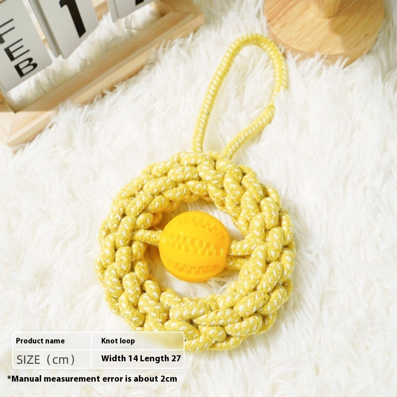 KFX-6811837 Durable Yellow Cotton Rope Toy for Pets, 27x14cm
