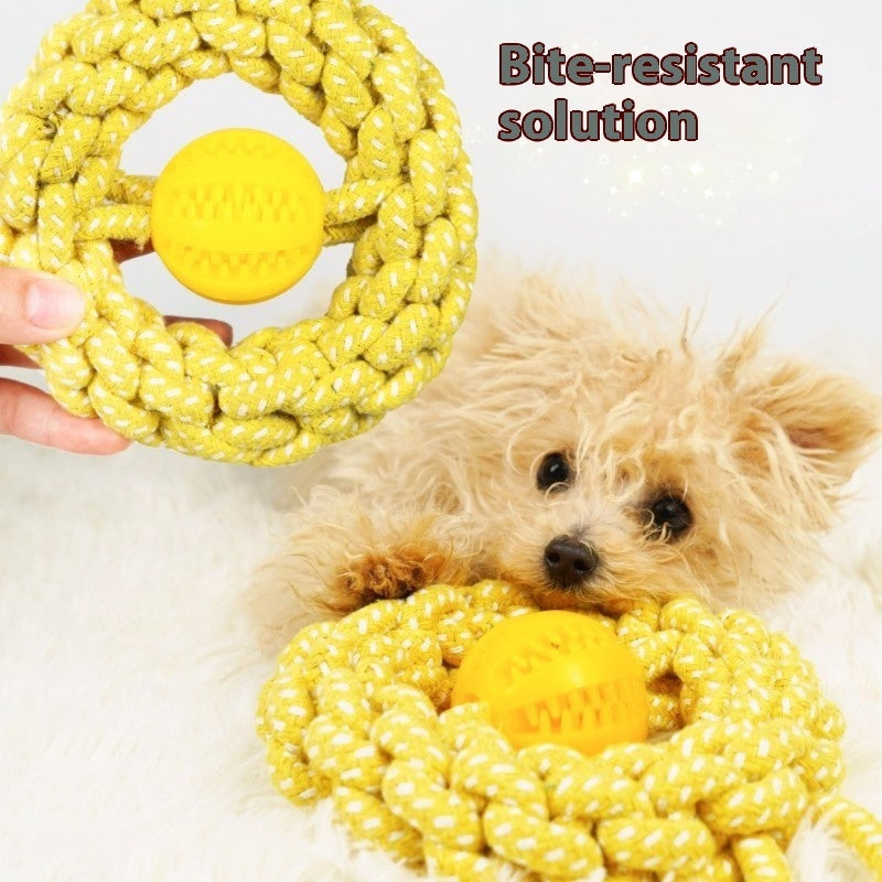KFX-6811837 Durable Yellow Cotton Rope Toy for Pets, 27x14cm