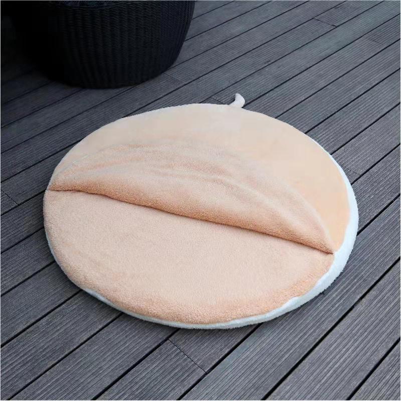 KFX-6815037 Corgi Dorayaki Plush Sleeping Mat for Cats and Dogs, Soft Flannel Pet Nest, 85cm Diameter