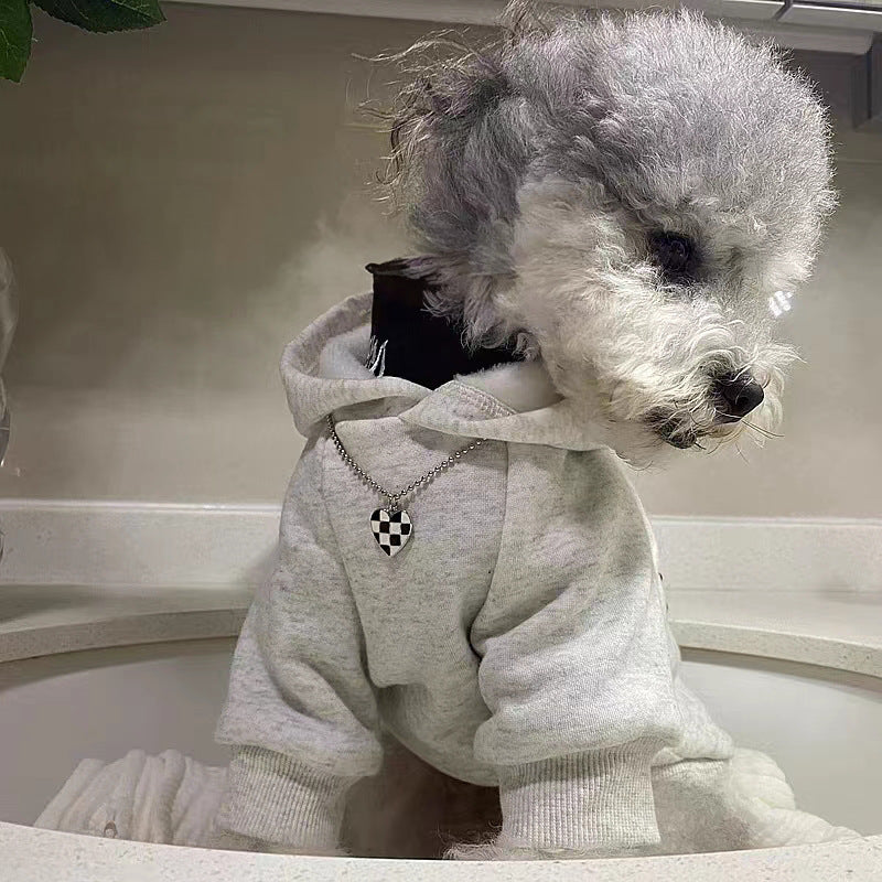 KFX-6816573 Light Gray Velvet Retro Hoodie for Pets in Various Sizes