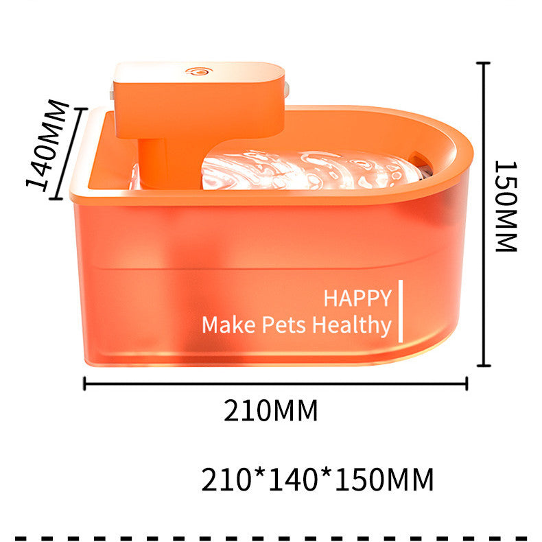 KFX-6816829 Infrared Induction Wireless Pet Water Dispenser with 1.8L Capacity, Orange Color