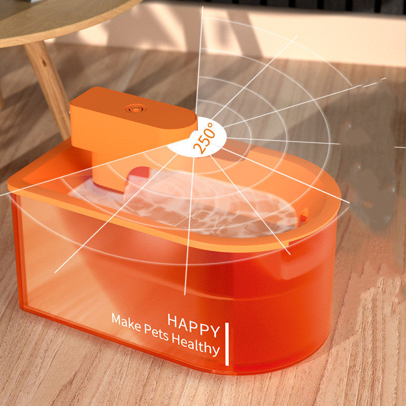 KFX-6816829 Infrared Induction Wireless Pet Water Dispenser with 1.8L Capacity, Orange Color