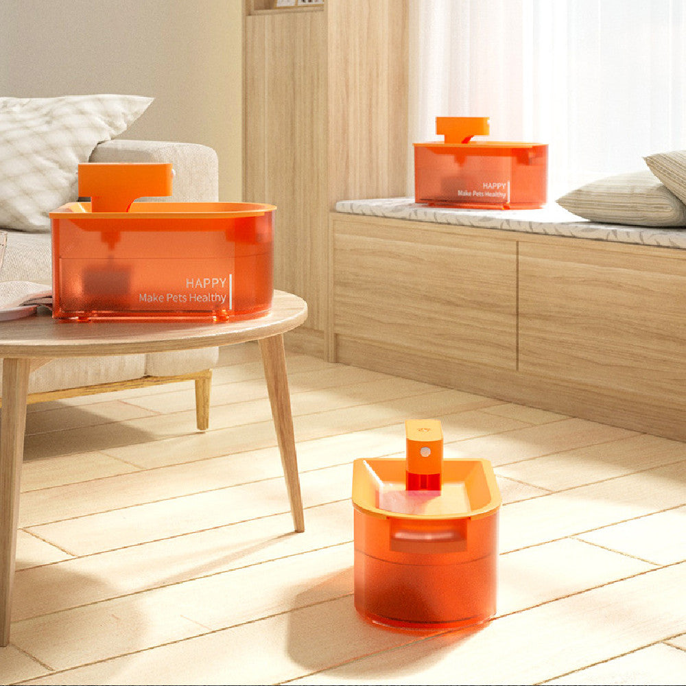KFX-6816829 Infrared Induction Wireless Pet Water Dispenser with 1.8L Capacity, Orange Color