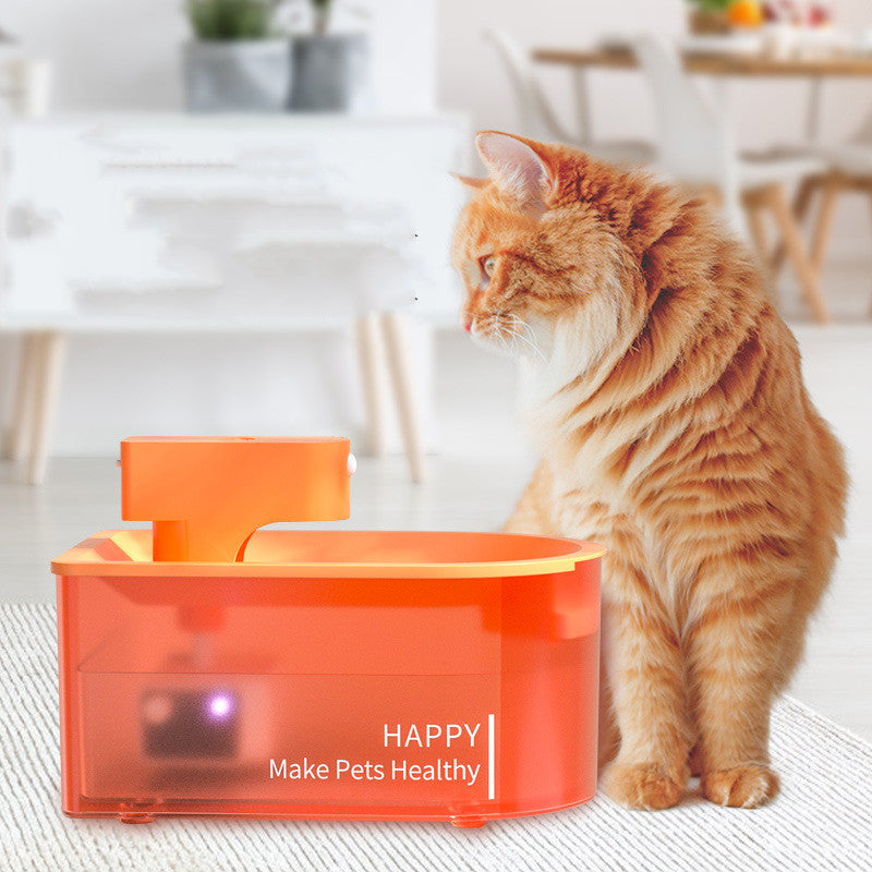 KFX-6816829 Infrared Induction Wireless Pet Water Dispenser with 1.8L Capacity, Orange Color