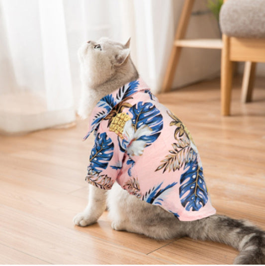 KFX-6817341 Cotton Printed T-Shirt for Small and Medium Dogs and Cats in Blue and White Colors