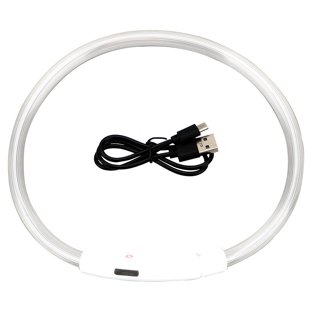 KFX-6818749 USB Rechargeable Luminous Pet Collar with Three Flashing Modes - 50 cm, Rubber and ABS/PVC Material