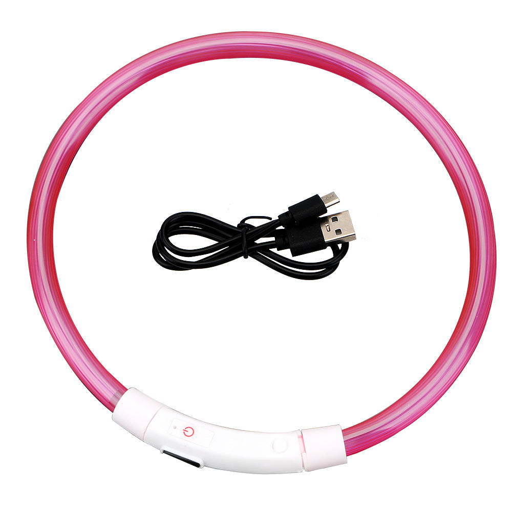 KFX-6818749 USB Rechargeable Luminous Pet Collar with Three Flashing Modes - 50 cm, Rubber and ABS/PVC Material