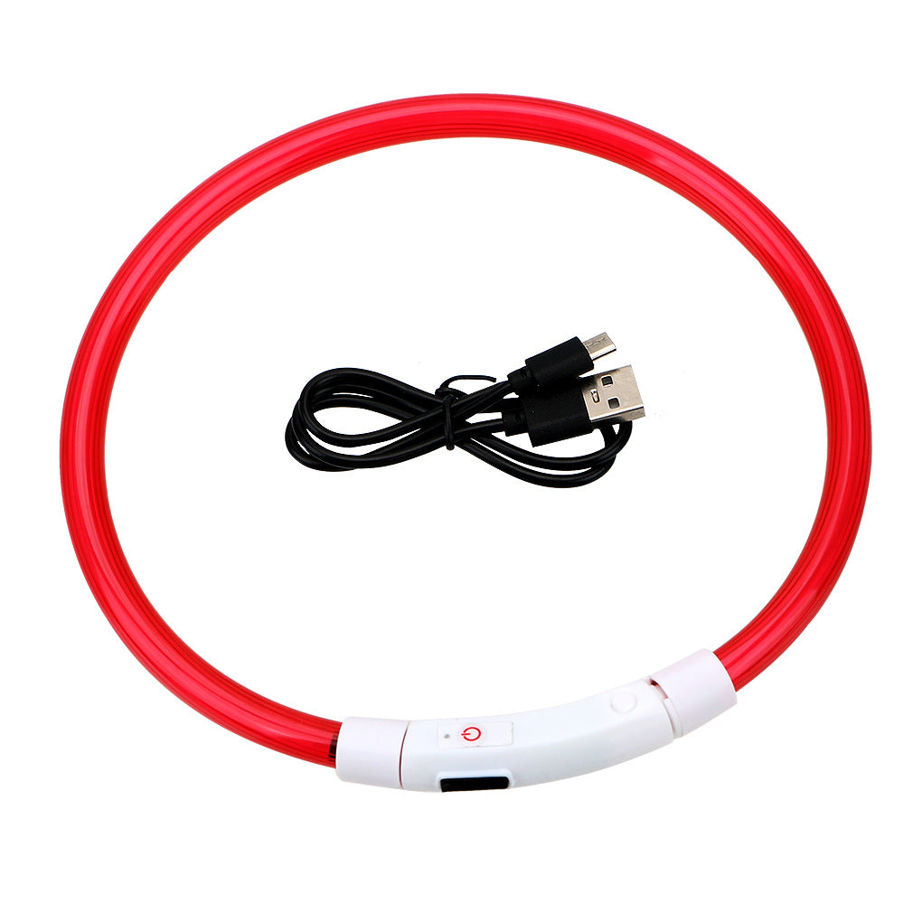KFX-6818749 USB Rechargeable Luminous Pet Collar with Three Flashing Modes - 50 cm, Rubber and ABS/PVC Material