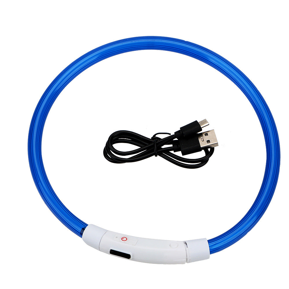 KFX-6818749 USB Rechargeable Luminous Pet Collar with Three Flashing Modes - 50 cm, Rubber and ABS/PVC Material