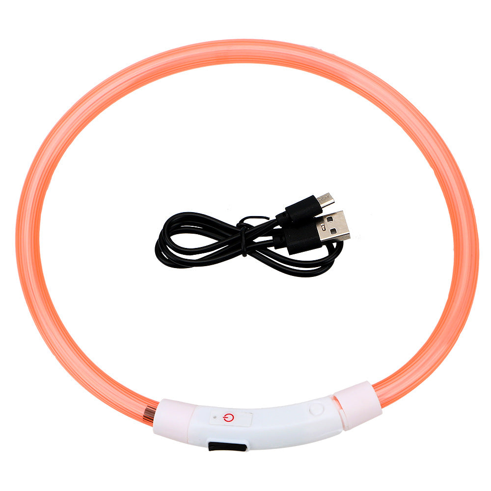 KFX-6818749 USB Rechargeable Luminous Pet Collar with Three Flashing Modes - 50 cm, Rubber and ABS/PVC Material