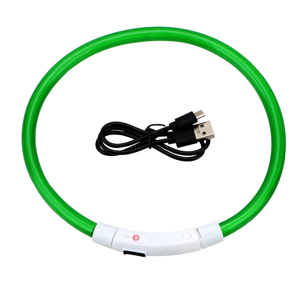 KFX-6818749 USB Rechargeable Luminous Pet Collar with Three Flashing Modes - 50 cm, Rubber and ABS/PVC Material