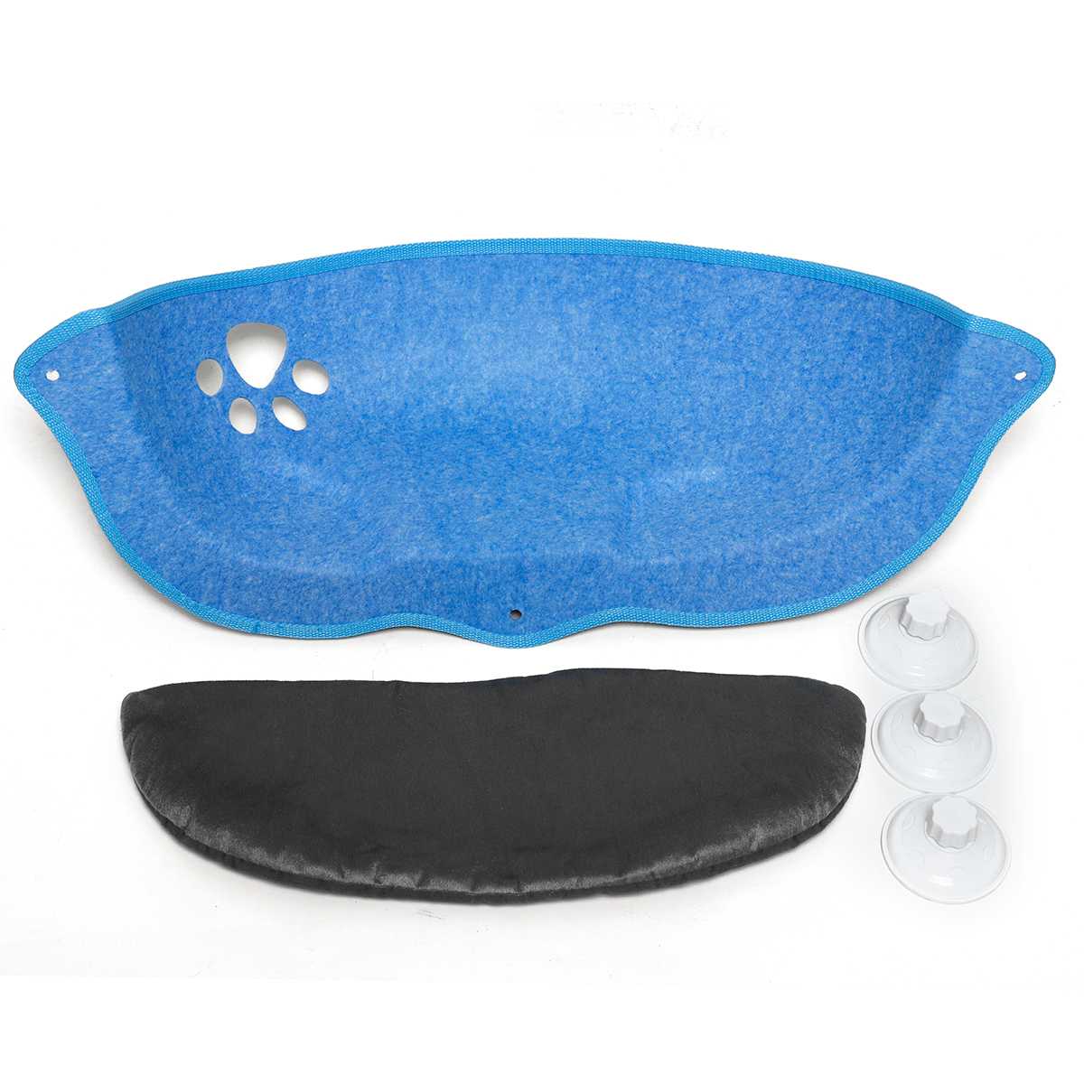 KFX-6820797 Cat Sun Hammock with Suction Cups - Durable Felt Material, Crescent Shape, UV Health Benefits, 15 kg Capacity, 3 Color Options