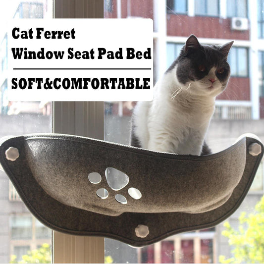 KFX-6820797 Cat Sun Hammock with Suction Cups - Durable Felt Material, Crescent Shape, UV Health Benefits, 15 kg Capacity, 3 Color Options