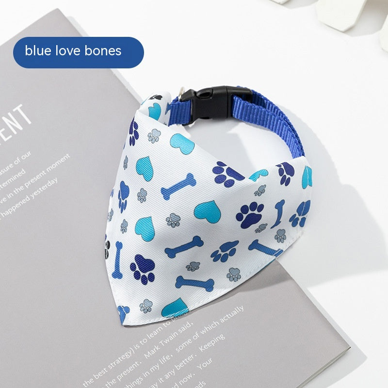 KFX-6820925 Pet Saliva Towel Dog Scarf - Cute Patterns in Blue, Pink, Orange, and Green, Size S, M, L