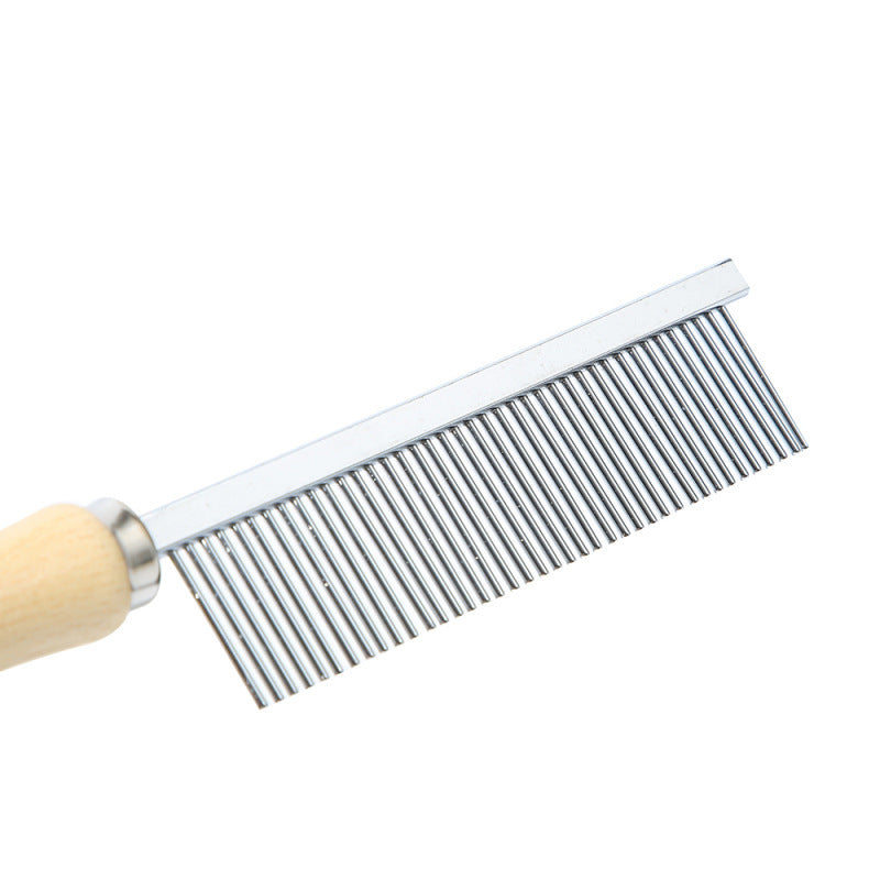 KFX-6822333 Wooden Handle Open-Knot Comb for Cats and Dogs – 40 Teeth Grooming Tool