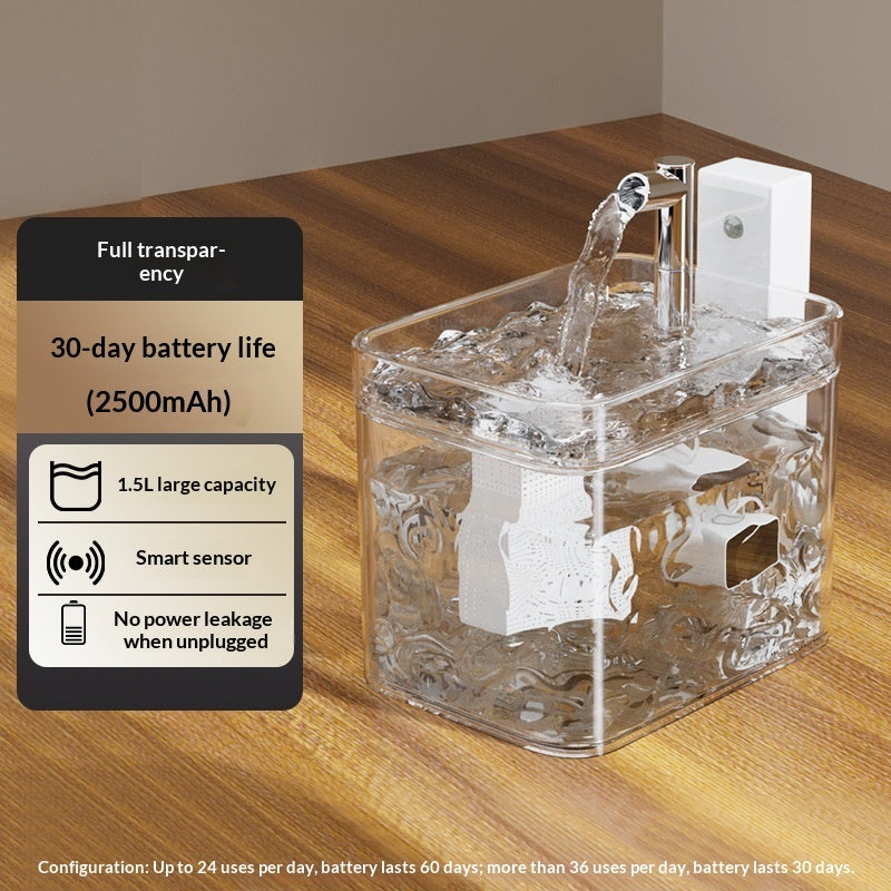 KFX-6822589 Automatic Circulation Smart Water Dispenser for Cats - USB Powered, 1.5L Capacity, Available in Various Transparent and Color Options