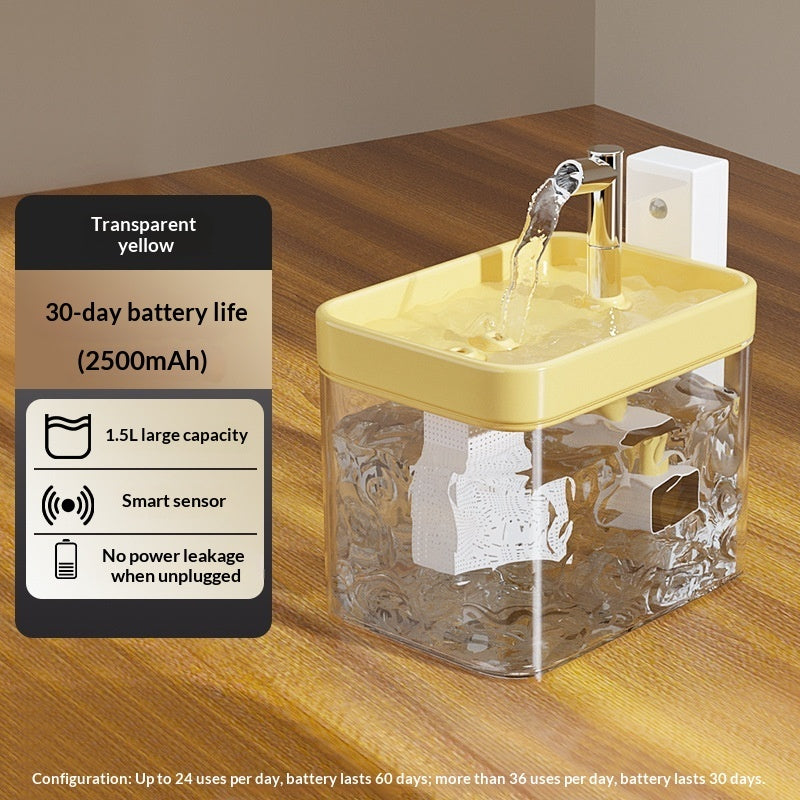 KFX-6822589 Automatic Circulation Smart Water Dispenser for Cats - USB Powered, 1.5L Capacity, Available in Various Transparent and Color Options