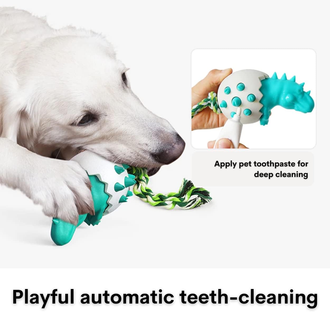 KFX-6823997 Durable Dog Teething Toy with Rope - Interactive Rubber Chew Toy for Aggressive Chewers