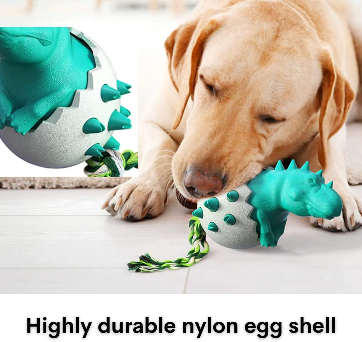 KFX-6823997 Durable Dog Teething Toy with Rope - Interactive Rubber Chew Toy for Aggressive Chewers