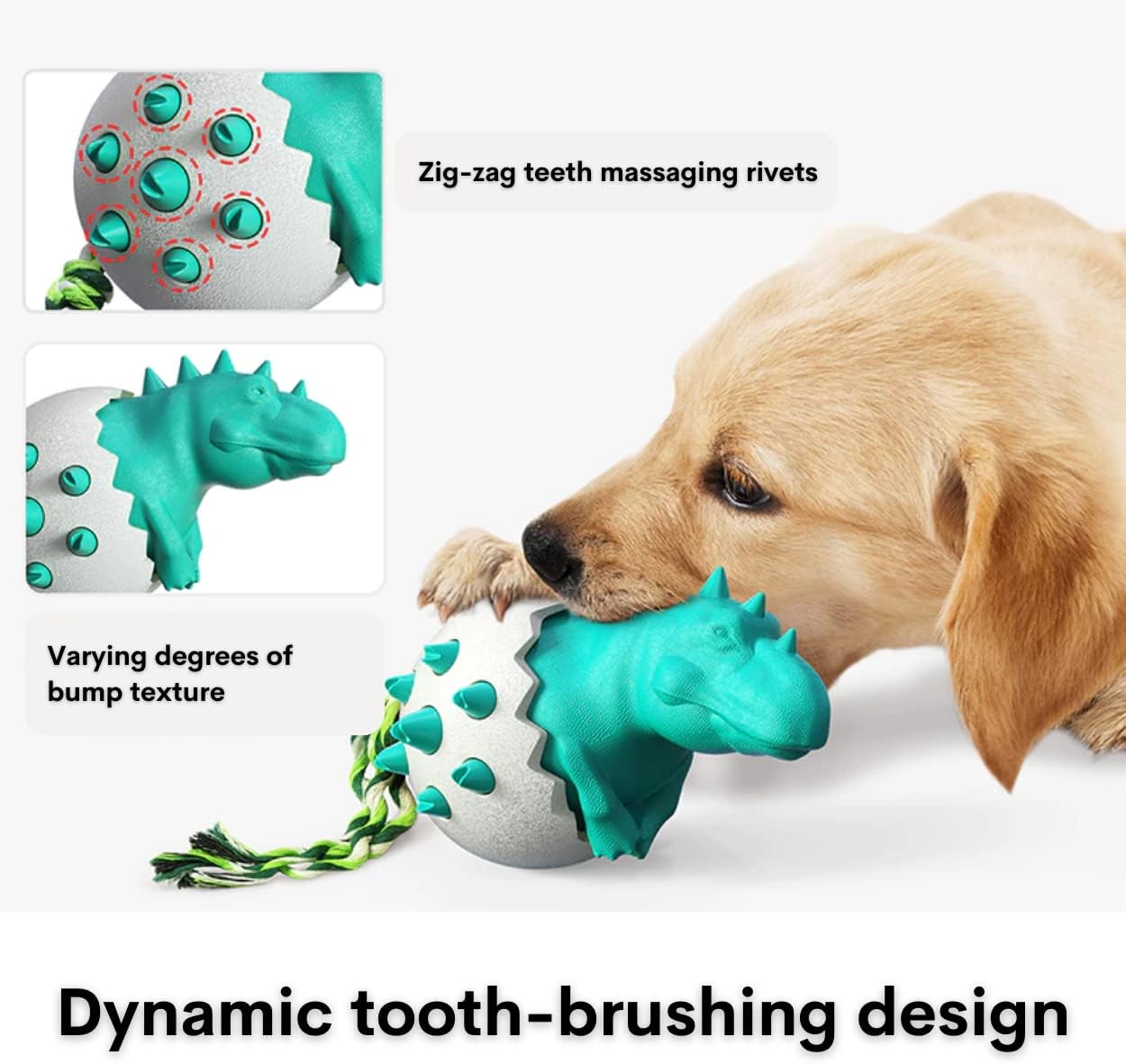 KFX-6823997 Durable Dog Teething Toy with Rope - Interactive Rubber Chew Toy for Aggressive Chewers