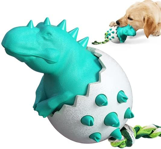 KFX-6823997 Durable Dog Teething Toy with Rope - Interactive Rubber Chew Toy for Aggressive Chewers