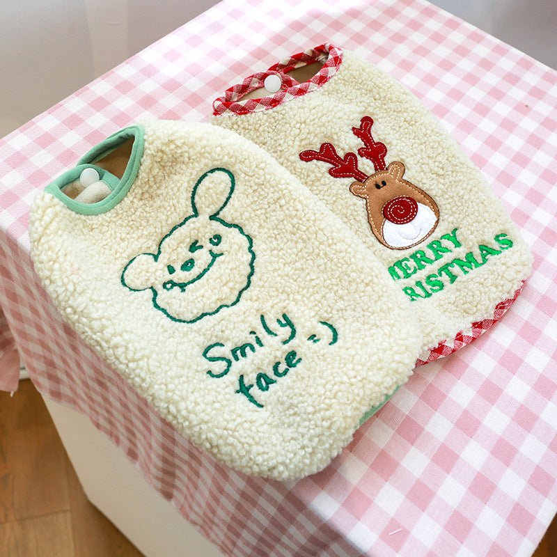 KFX-6827069 Bichon Christmas Day Elk Embroidered Warm Vest for Pets