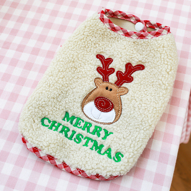 KFX-6827069 Bichon Christmas Day Elk Embroidered Warm Vest for Pets