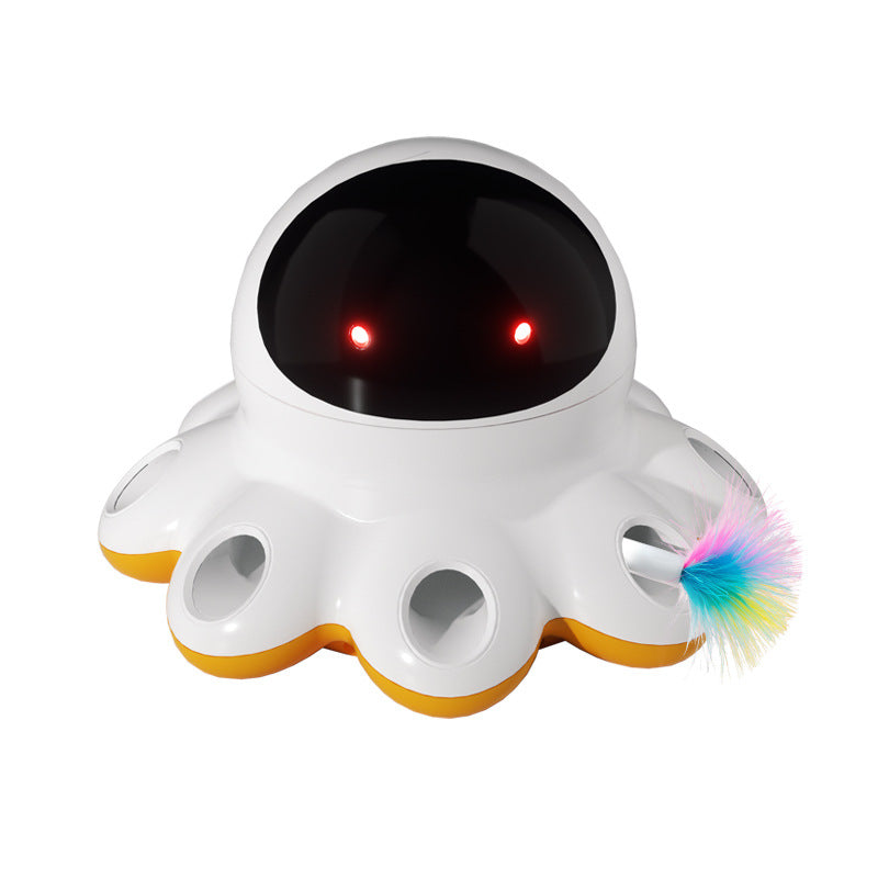 KFX-6827325 Automatic Electric Cat Teaser Toy with Rechargeable Power and Colorful Feathers