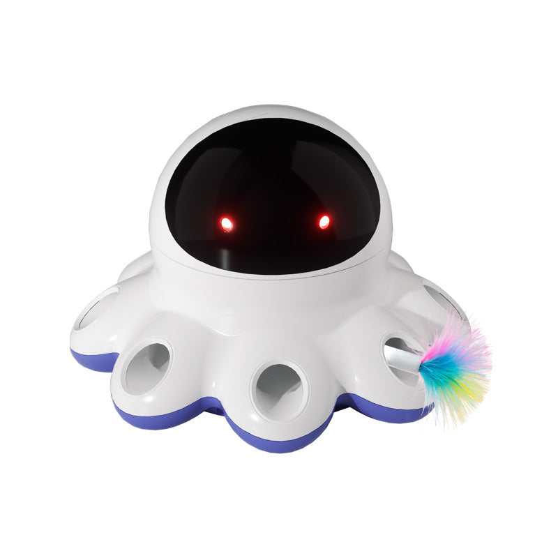 KFX-6827325 Automatic Electric Cat Teaser Toy with Rechargeable Power and Colorful Feathers