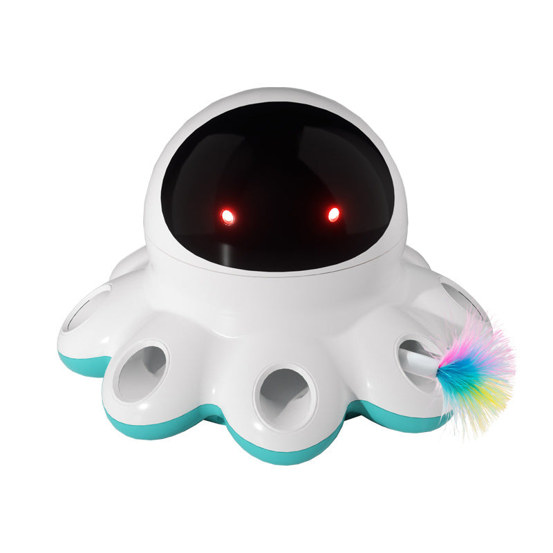 KFX-6827325 Automatic Electric Cat Teaser Toy with Rechargeable Power and Colorful Feathers