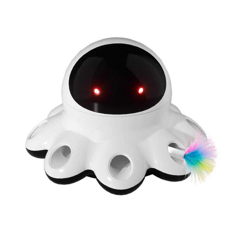 KFX-6827325 Automatic Electric Cat Teaser Toy with Rechargeable Power and Colorful Feathers