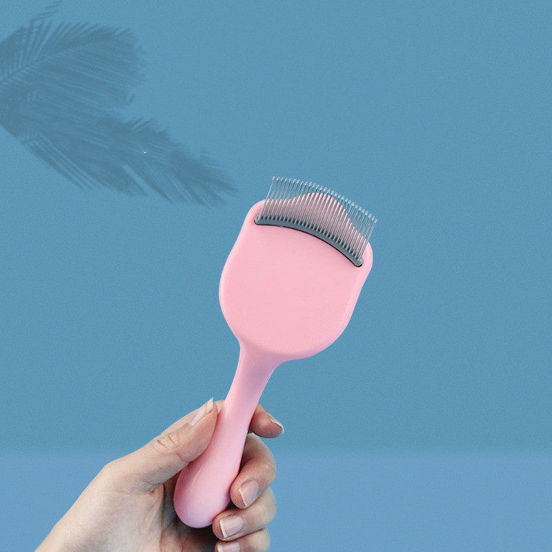 KFX-6828093 Shell Cat Comb - Durable PP & Stainless Steel, Floating Hair Comb in Blue/Pink, 6x17cm
