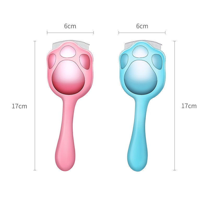 KFX-6828093 Shell Cat Comb - Durable PP & Stainless Steel, Floating Hair Comb in Blue/Pink, 6x17cm