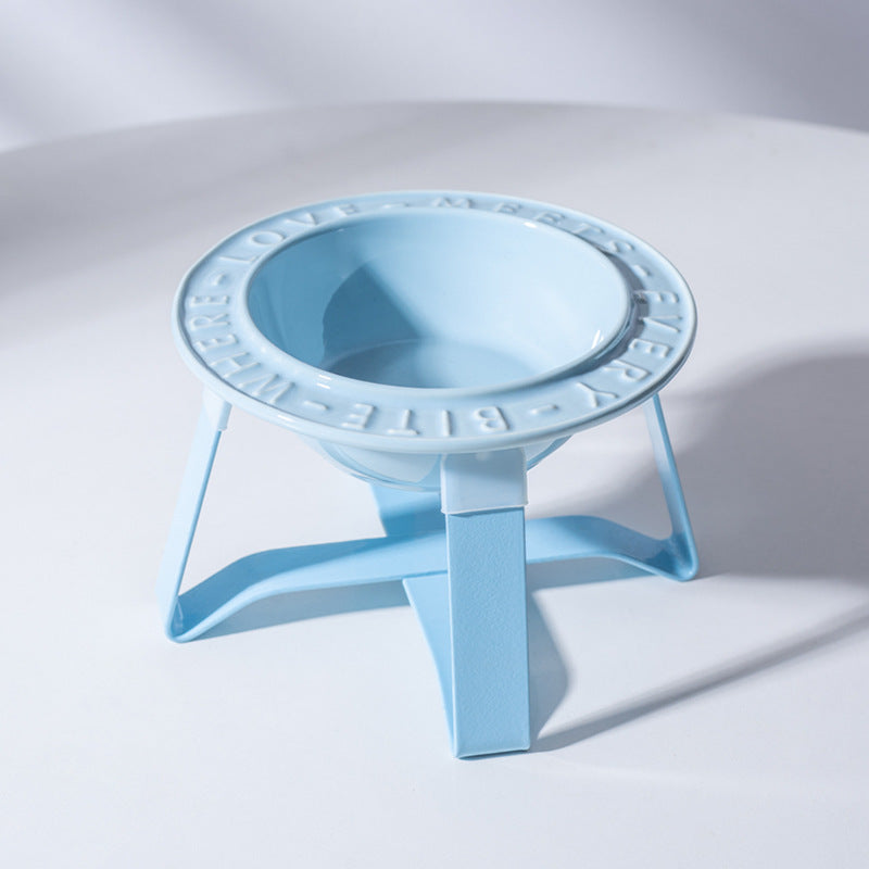 KFX-6828477 Ceramic Cat and Dog Bowl with Anti-Tumble Design and Neck Protection Stand