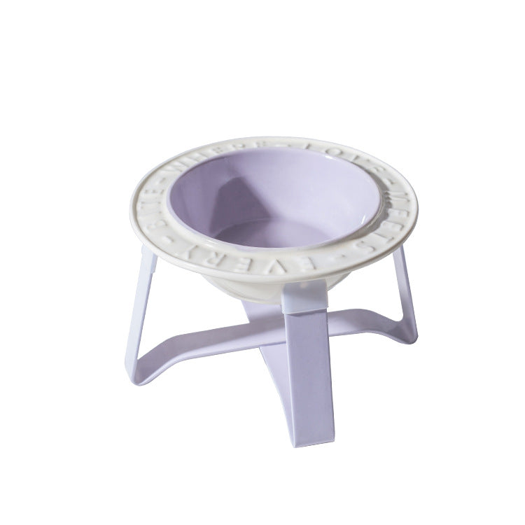 KFX-6828477 Ceramic Cat and Dog Bowl with Anti-Tumble Design and Neck Protection Stand