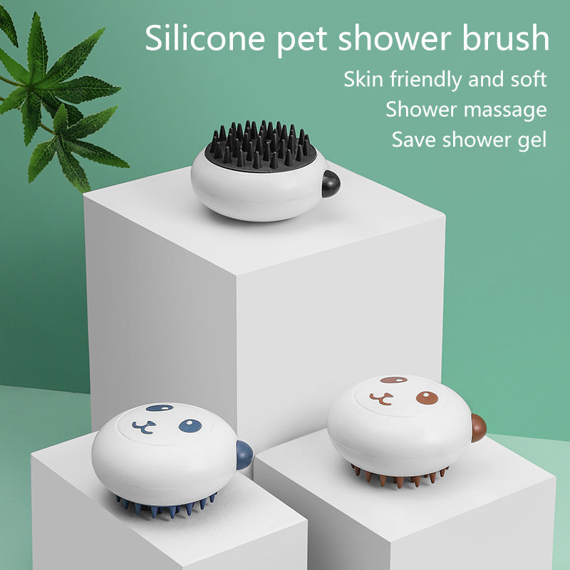 KFX-6829757 Panda-Shaped Silicone Pet Shower Brush for Dogs and Cats with Soft Bristles