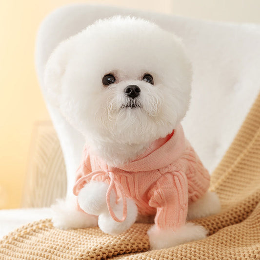 KFX-6830269 Pet Hooded Sweater for Dogs, Casual Cat Fur Ball Design, Available in Pink, Blue, Beige, Various Sizes