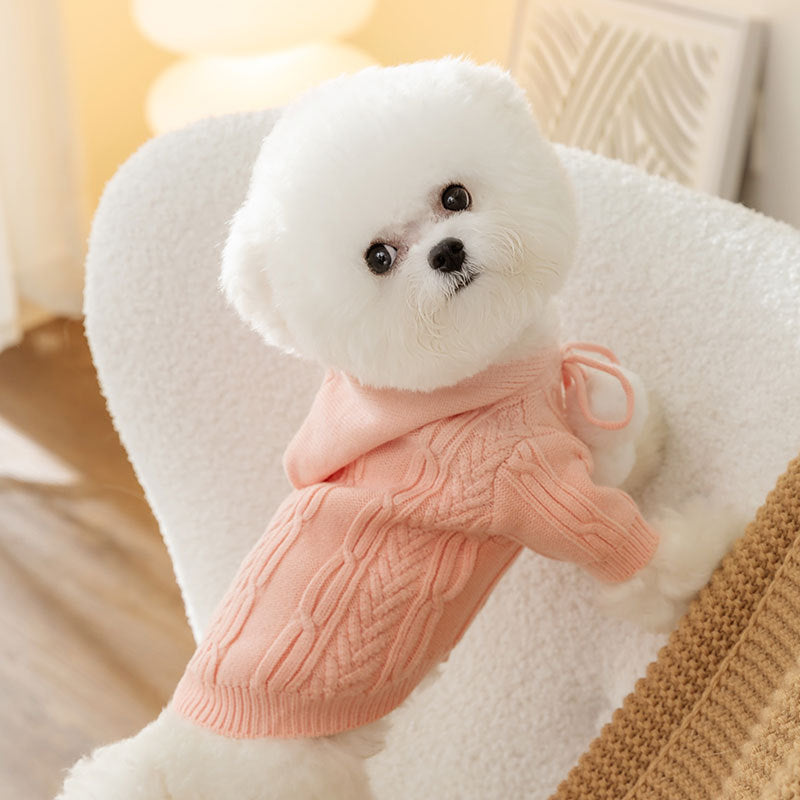 KFX-6830269 Pet Hooded Sweater for Dogs, Casual Cat Fur Ball Design, Available in Pink, Blue, Beige, Various Sizes