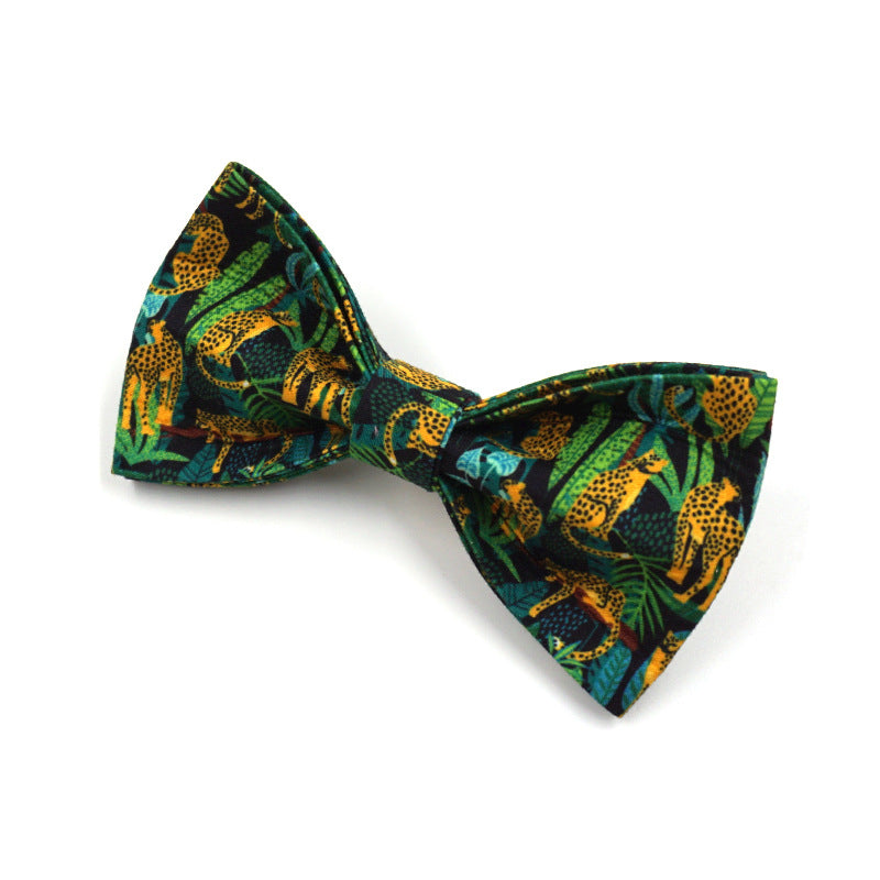 KFX-6832061 Elegant Green Cloth Bowknot Pet Collar with Leash