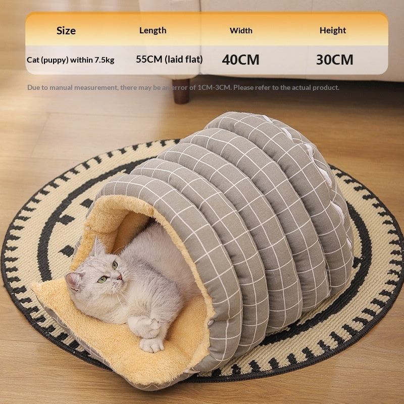 KFX-6832317 Thickened Insulated Pet Bed with Closed Design and Convenient Handle for Cats