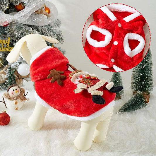 KFX-6832829 Festive Flannel Hoodies for Small and Medium Dogs and Cats - Perfect Christmas Costume for Pets