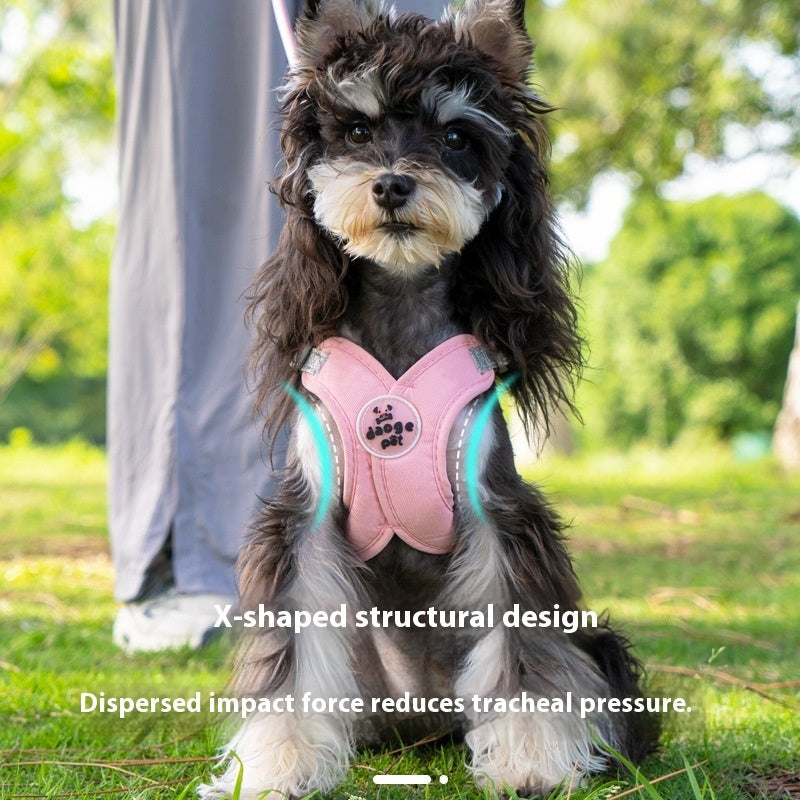 KFX-6833725 Pet Vest with Hand Holding Rope - Available in Pink, Green, Yellow, and Blue, Made of Durable Polyester