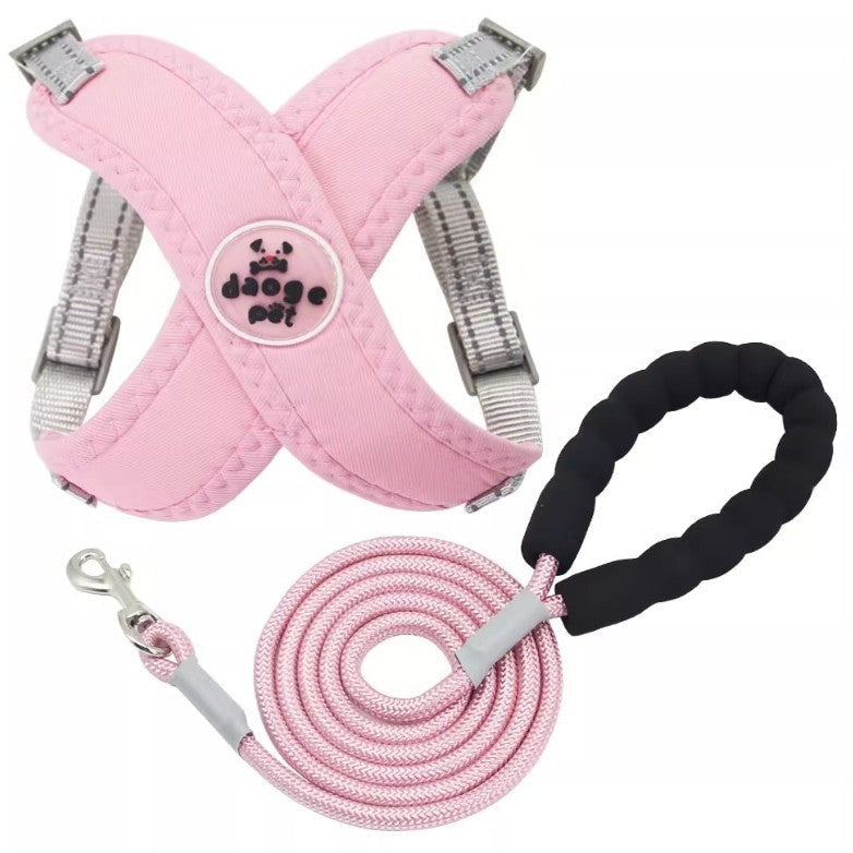KFX-6833725 Pet Vest with Hand Holding Rope - Available in Pink, Green, Yellow, and Blue, Made of Durable Polyester