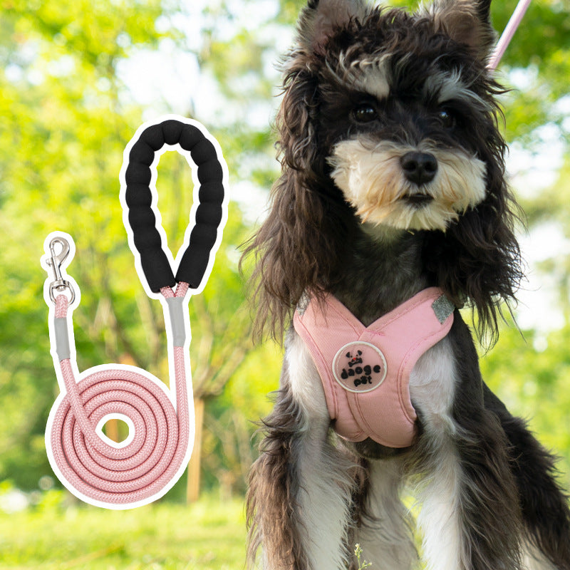 KFX-6833725 Pet Vest with Hand Holding Rope - Available in Pink, Green, Yellow, and Blue, Made of Durable Polyester