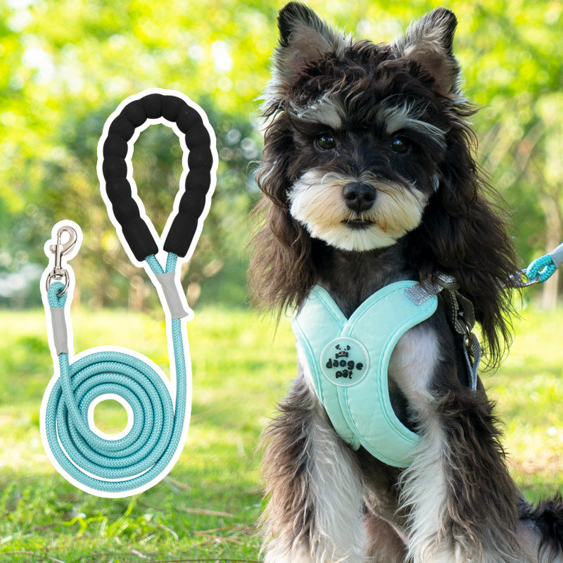 KFX-6833725 Pet Vest with Hand Holding Rope - Available in Pink, Green, Yellow, and Blue, Made of Durable Polyester