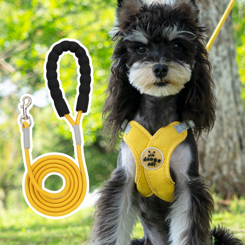 KFX-6833725 Pet Vest with Hand Holding Rope - Available in Pink, Green, Yellow, and Blue, Made of Durable Polyester
