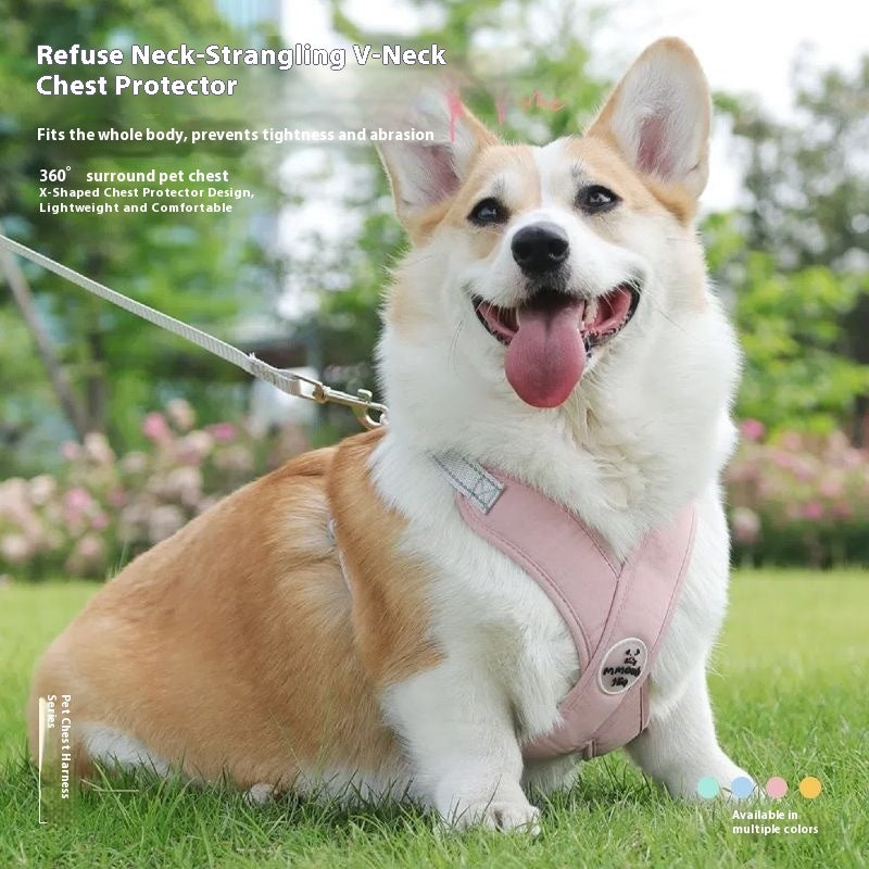 KFX-6833725 Pet Vest with Hand Holding Rope - Available in Pink, Green, Yellow, and Blue, Made of Durable Polyester