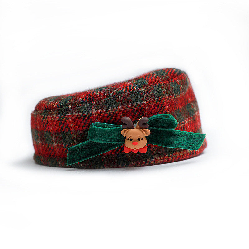 KFX-6834237 Christmas Cat Hat and Fur Collar Bib Dress Up Clothes for Winter